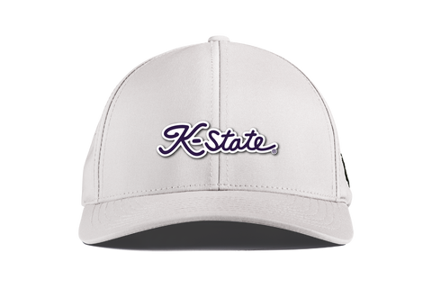 K-State Golf Script Branded Bills Curved Performance (White)