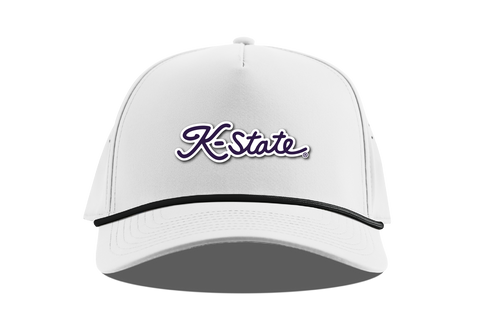 K-State Golf Script Branded Bills 5 Panel Rope (White)