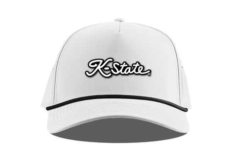 K-State Golf Script Branded Bills 5 Panel Rope (White)