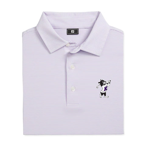 K-State Golfing Willie MicroFeeder Stripe Polo (Lavender/White)