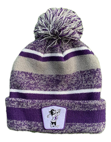 K-State Golfing Willie Pom Beanie (Purple/Grey)